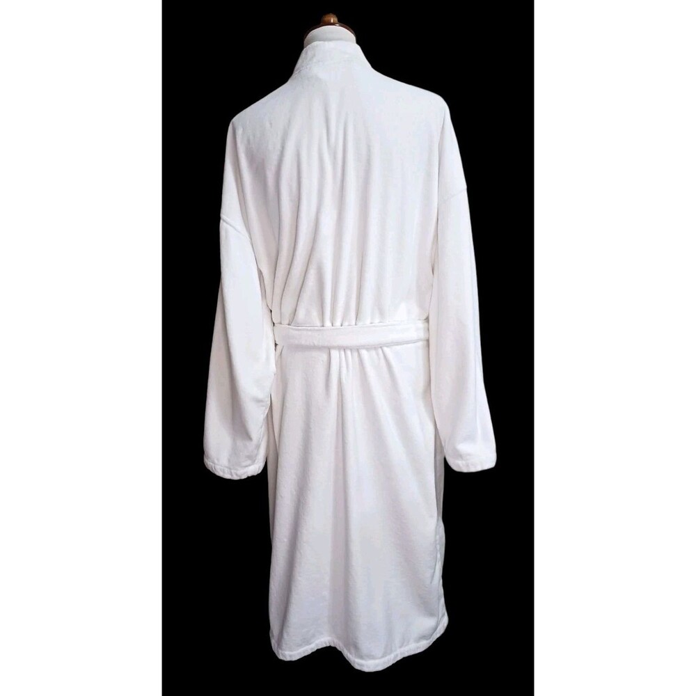 Men’s Polo Ralph Lauren White Terry Velour Robe L/XL Blue Pony Spa Luxury Belted - Picture 5 of 6